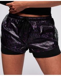 Superdry - Sport Running Shorts Sport Leopard Burgundy - Lyst