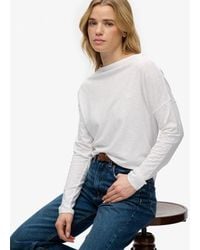 Superdry - & Co Studios Boat Neck Slub Long Sleeve Top - Lyst