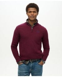 Superdry - Essential Embroidered Knitted Half Zip Jumper - Lyst