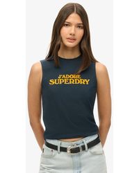 Superdry - & Co Ladies Slim Fit Logo Print Sport Luxe Graphic Fitted Tank Top - Lyst