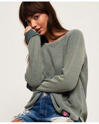 Superdry - Waffle Acid Wash Knit Jumper Khaki - Lyst