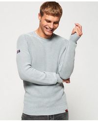 Superdry - Garment Dyed L.A. Textured Crew Jumper Washed Skylark - Lyst