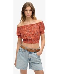 Superdry - & Co Smocked Short Sleeve Crop Top - Lyst