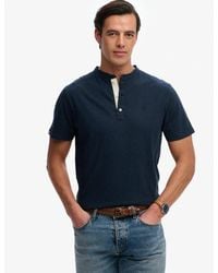 Superdry - Classic Cotton Linen Short Sleeve Henley T-Shirt - Lyst