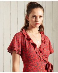 Superdry red wrap dress Clearance
