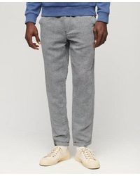 Superdry - Loose Fit Textured Drawstring Linen Trousers - Lyst