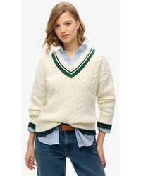 Superdry - Oversized V-Neck Cricket Knit Jumper - Lyst