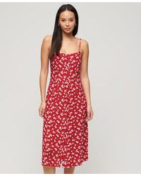 Superdry - Printed Button-up Cami Midi Dress - Lyst