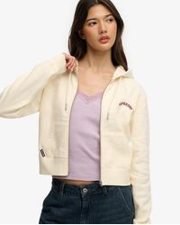 Superdry - & Co Essential Logo Cropped Zip Hoodie - Lyst