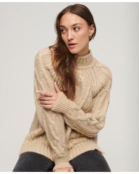 Superdry - High Neck Cable Knit Jumper - Lyst