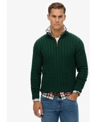 Superdry - & Co Organic Cotton Classic Cable Half-zip Jumper - Lyst