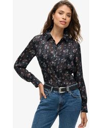 Superdry - & Co Sheer Sparkle Printed Blouse - Lyst