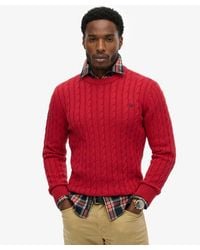 Superdry - Cotton Cable Knit Crew Jumper - Lyst