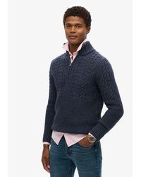 Superdry - Vintage Jacob Cable Knit Half Zip Jumper - Lyst