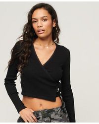 Superdry - Lace Long Sleeve Wrap Top - Lyst