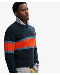 Superdry - & Co Cotton Stripe Cable Jumper - Lyst