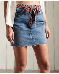 New Women's Superdry Bale Vintage Denim Mini Short Skirt W28"