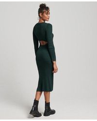 Superdry - Backless Knitted Midi Dress Green - Lyst