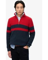 Superdry - Homme Pull Rayé Coton À Col Zippé Classic Taille - Lyst
