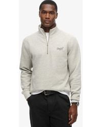 Superdry - Sweat à col tunisien et logo essential - Lyst