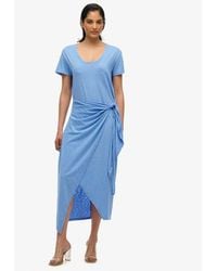 Superdry - & Co Slub Midi Wrap Dress - Lyst