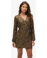 Superdry - & Co Sequin Wrap Mini Dress - Lyst