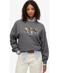 Superdry - & Co Night Garden Oversized Crew Sweatshirt - Lyst