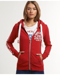 Superdry - Track & Field Zip Hoodie Rich Scarlet - Lyst