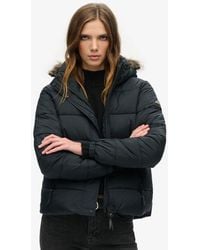 Superdry - Slim Fit Logo Patch Hooded Mid Layer Short Jacket - Lyst
