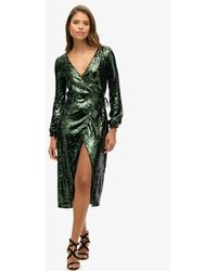 Superdry - Fully Lined Sequin Wrap Maxi Dress - Lyst