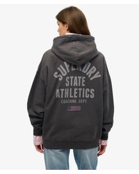 Superdry - Cotton Logo Print Athletic Essentials Oversized Zip Hoodie - Lyst