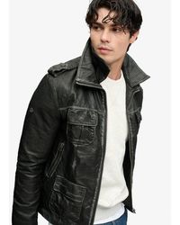 Superdry - Brad Faux Leather Military Jacket - Lyst