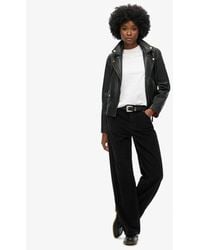 Superdry - & Co Classic Logo Patch Mid Rise Wide Leg Cord Trousers - Lyst