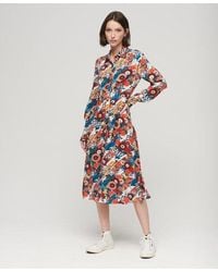 Superdry - Printed Midi Shirt Dress - Lyst