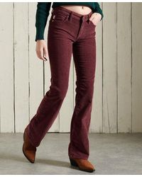 Superdry Mid Rise Slim Cord Flare Jeans - Brown