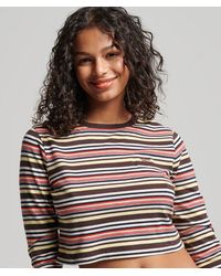 Superdry - & Co Organic Cotton Vintage Stripe Crop Long Sleeve Top - Lyst