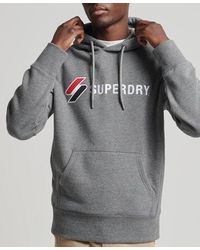 Superdry - Code Applique Logo Hoodie Dark Grey - Lyst