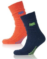 Superdry - Winter Solid Dry Boot Sock Double Pack Rich/Rustic Ora - Lyst