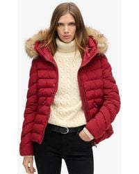 Superdry - Fuji Faux Fur Hooded Padded Jacket - Lyst