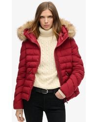 Superdry - Veste rembourrée à capuche en fourrure synthétique fuji - Lyst