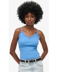 Superdry - & Co Organic Cotton Vintage Rib Lace Trim Cami Top - Lyst
