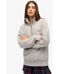 Superdry - Oversized Essential Sweatshirt Met Halve Rits En Logo - Lyst