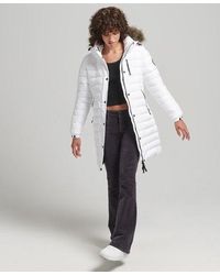Superdry - Faux Fur Hooded Mid Length Puffer Jacket - Lyst