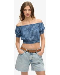 Superdry - & Co Classic Smocked Short Sleeve Crop Top - Lyst