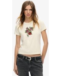Superdry - & Co Embroidered Graphic Small Tattoo Rhinestone Fitted T-shirt - Lyst