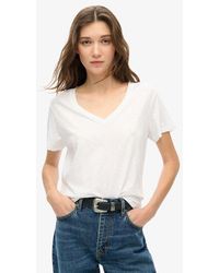 Superdry - & Co Slub Embroidered V-neck T-shirt - Lyst