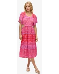 Superdry - Printed Cut Out Midi Dress - Lyst