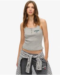 Superdry - & Co Athletic Essentials Embroidered Button Cami Top - Lyst