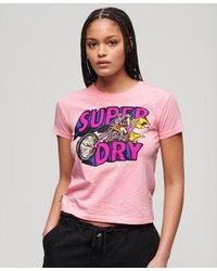 Superdry - T-shirt Met Neon Motorprint En Aansluitende Pasvorm - Lyst