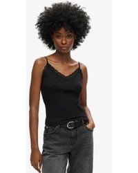 Superdry - & Co Ladies Organic Cotton Vintage Rib Lace Trim Cami Top - Lyst